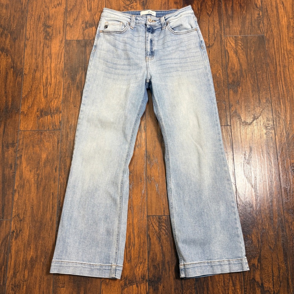 Kancan Wide Leg Jeans Womens 8 Light Wash High Rise Denim
